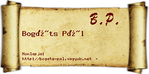 Bogáts Pál névjegykártya